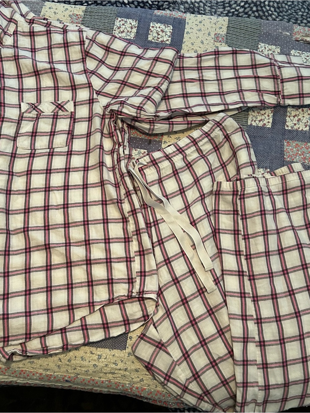 Victoria's Secret Pink and White Plaid Cotton Pajama Set